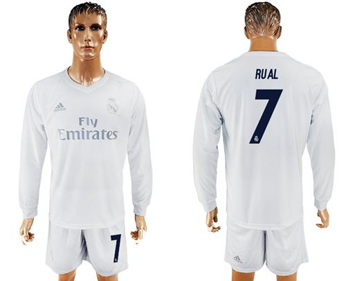 Real Madrid #7 Rual Marine Environmental Protection Home Long Sleeves Soccer Club Jersey - Click Image to Close